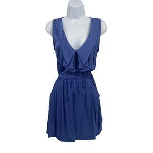 Lush Blue V Neck Blouson‎ Mini Dress Size Large